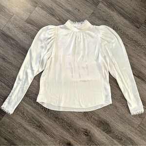 Frame Silk Off White Puff Shoulder Blouse